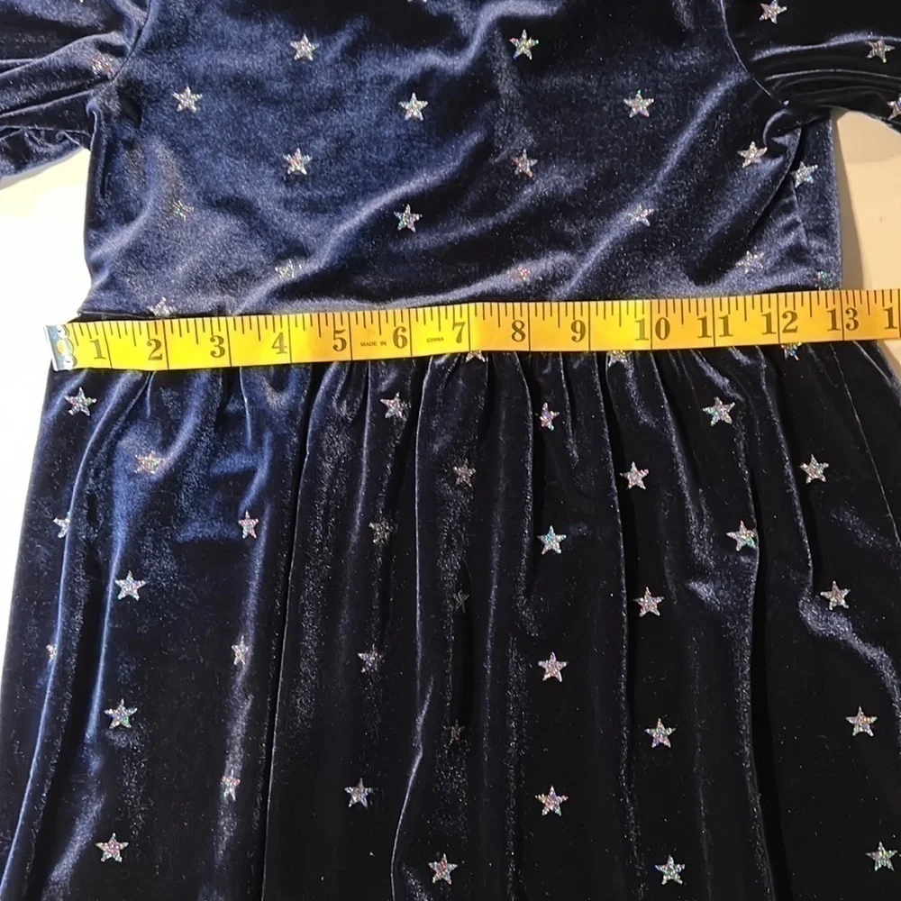 GAP Kids Girls Navy Long Sleeve Dress with Silver Sparkly Stars, Size S